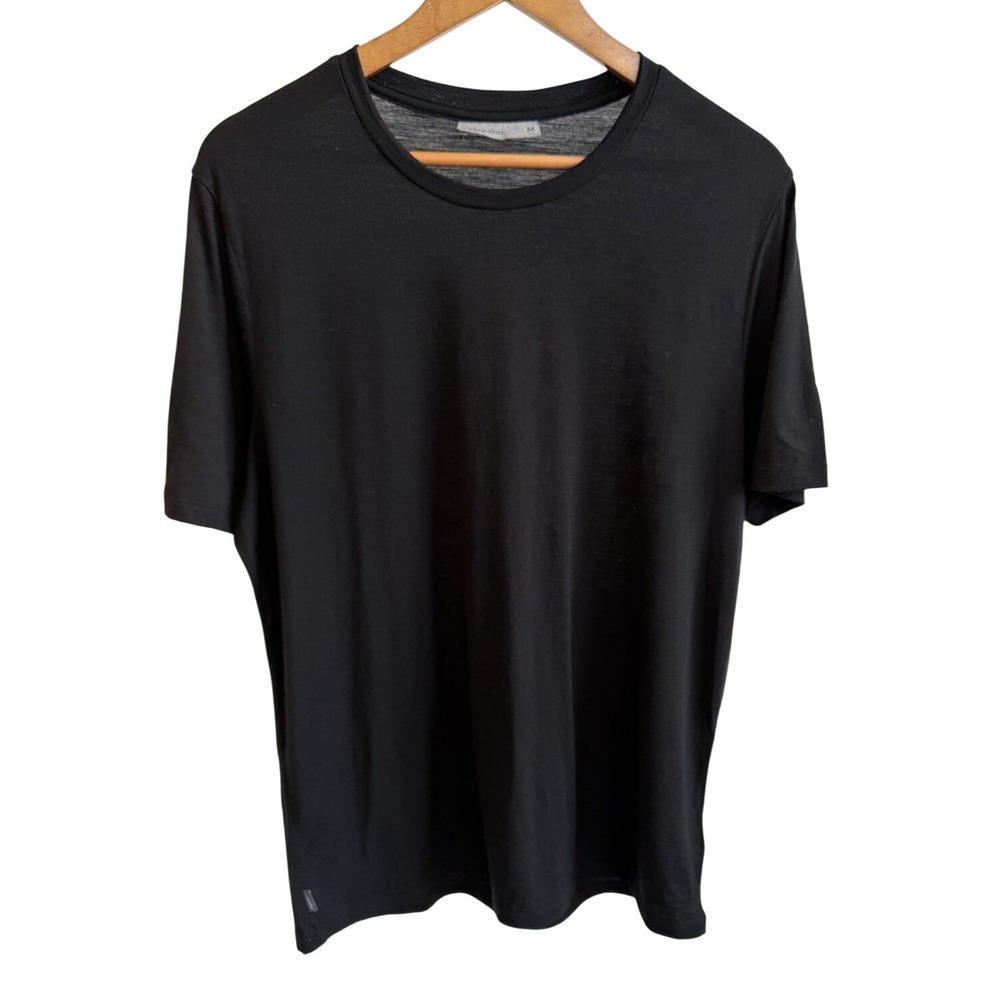 Icebreaker Shirt Mens Medium Black 100% Wool Outdoor Hiking Base Layer Climbing